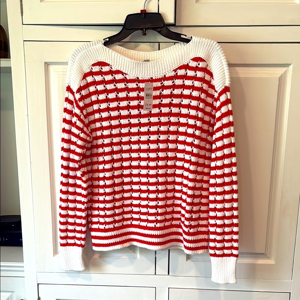 NWT Loft 100% cotton stripe sweater